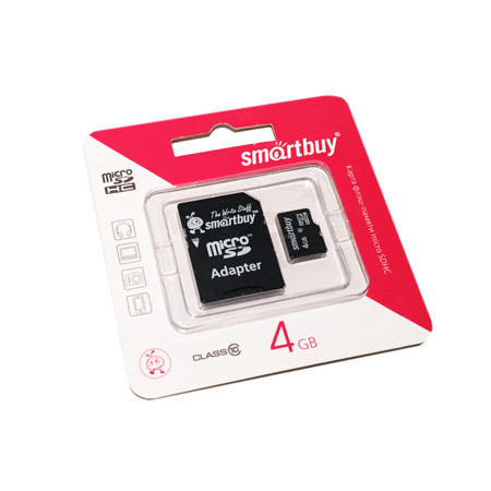 Карта памяти MicroSD 4GB SmartBuy Class 10 +адапт
