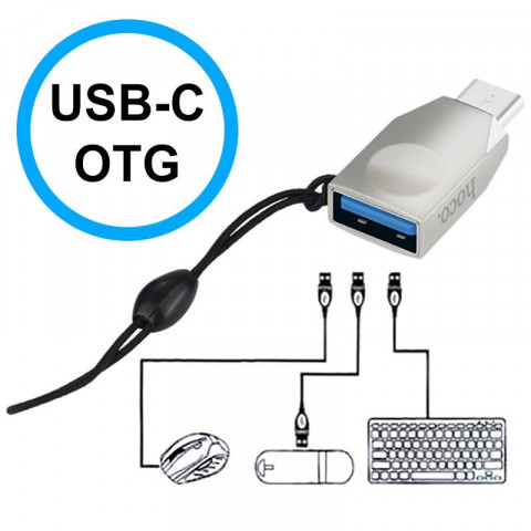 OTG-адаптер OTG Type C Hoco UA9 серебристый