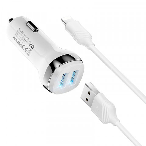 АЗУ 2 USB HOCO (Z40) 2,4A + Lightning белый