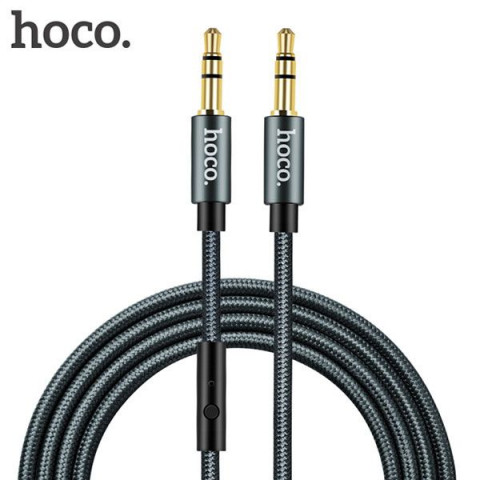 Аудио-кабель AUX 3.5 mm Hoco UPA 04 с микрофоном серый