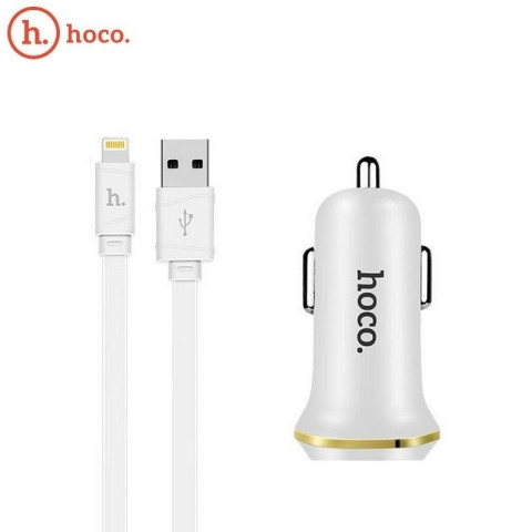 АЗУ 2 USB HOCO (Z1) 2,1A + Lightning белый