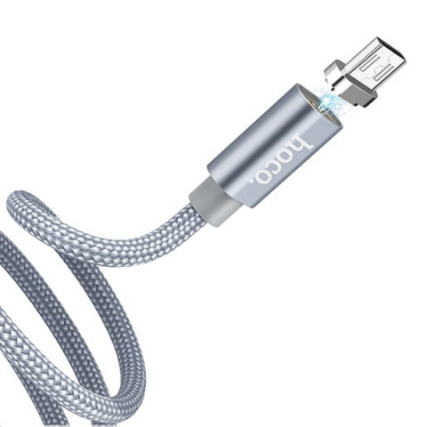 Кабель Micro USB HOCO U40A магнит метал серый